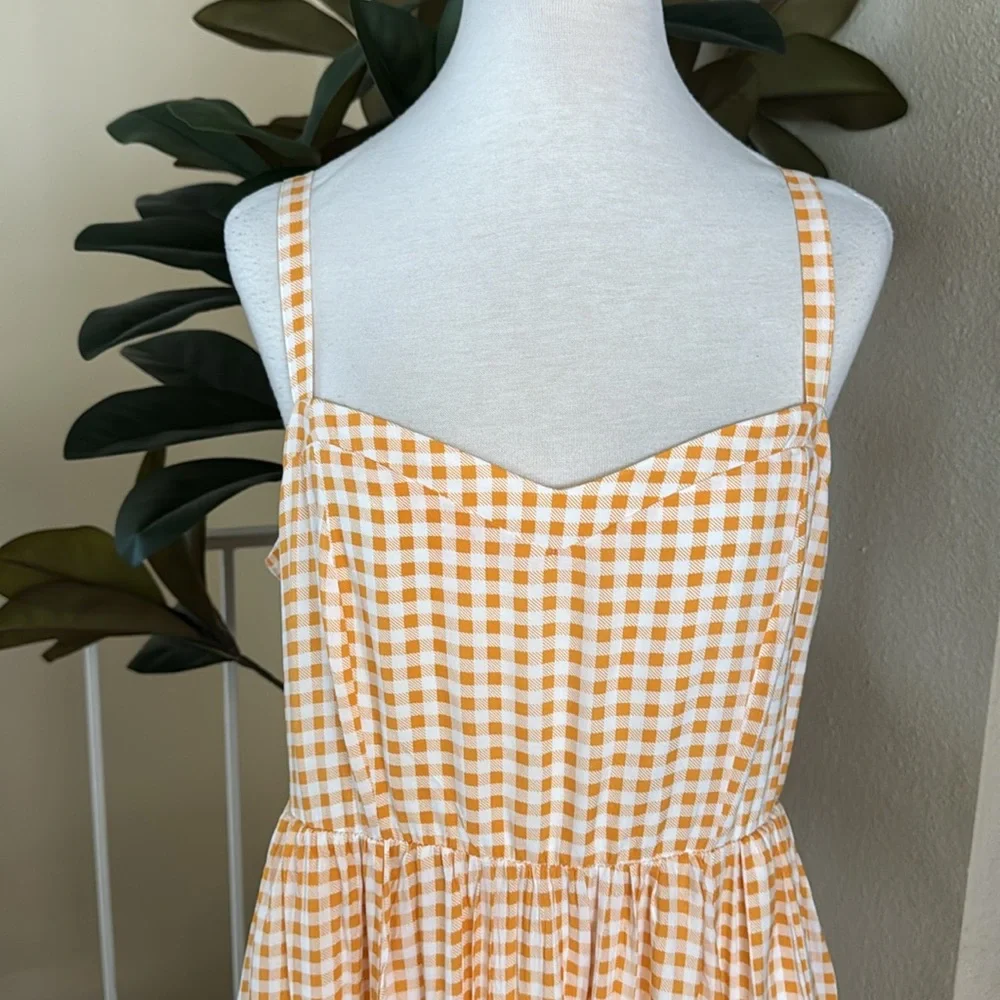 Torrid Midi Challis Skater Yellow Plaid Dress 0/L US 12 - Picture 4 of 16